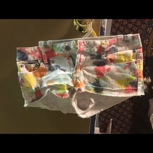Tie dye jean shorts